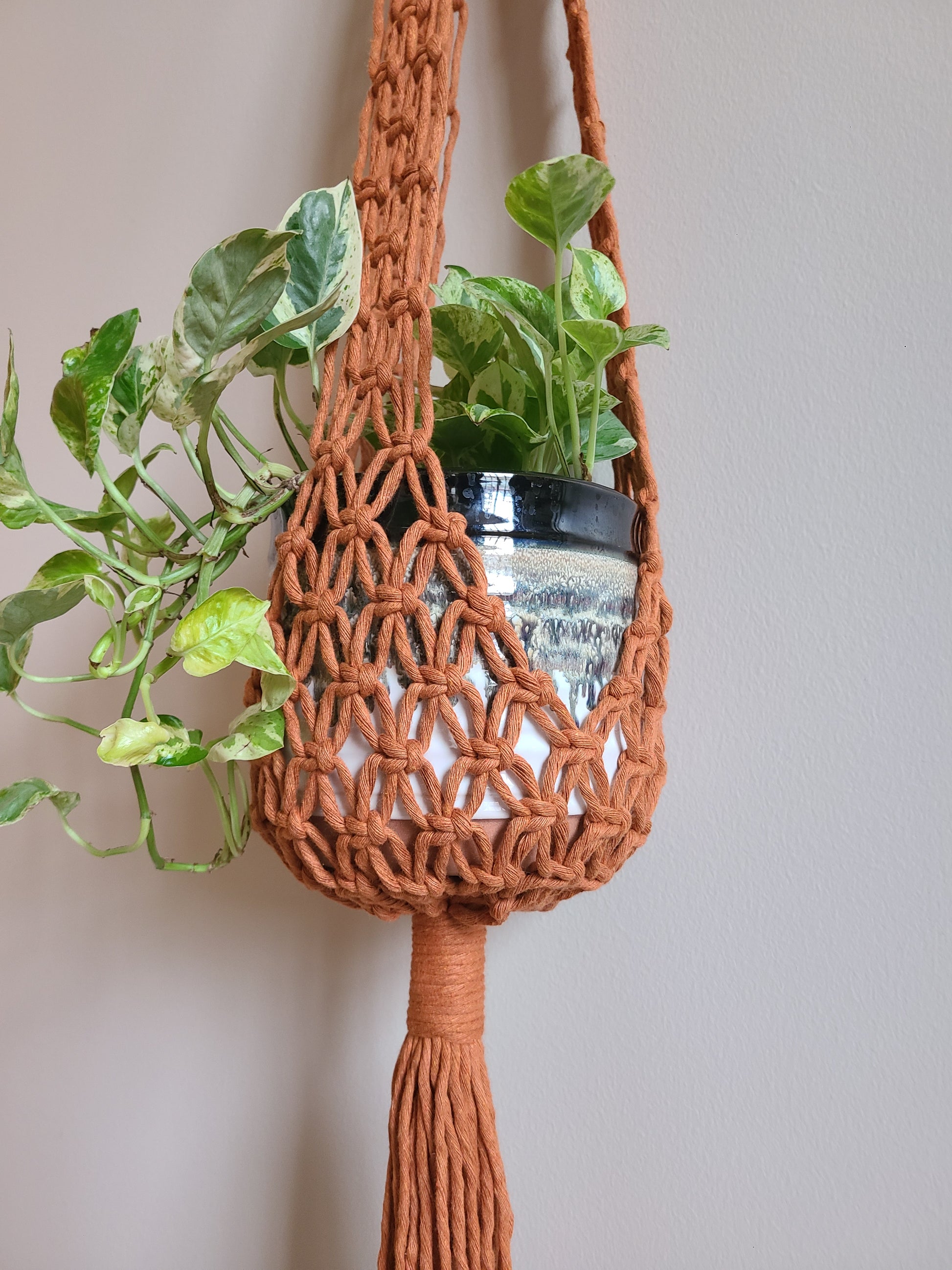 hanging plant nets Large Center Hang Net Style Plant Hanger