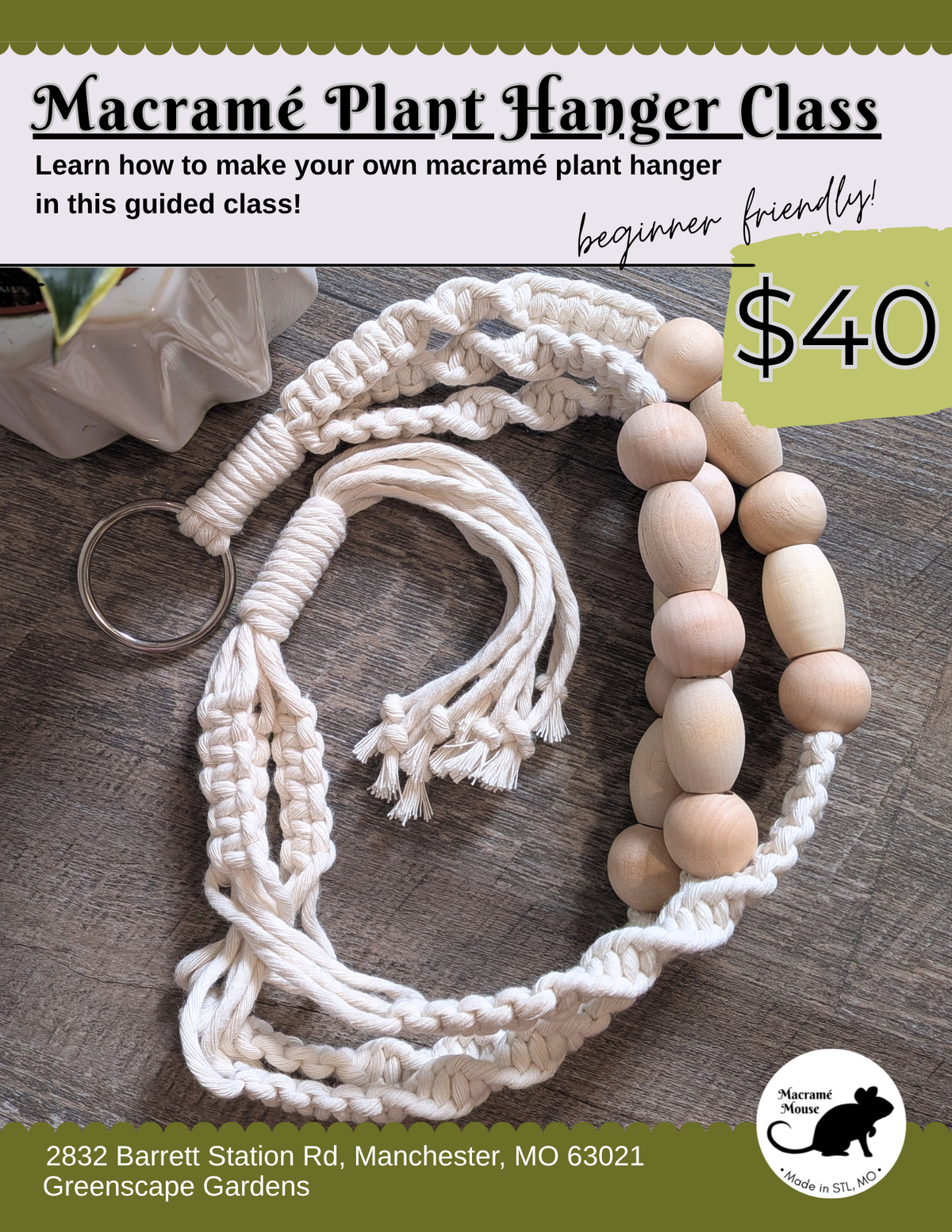 Macramé Class at Greenscape Gardens